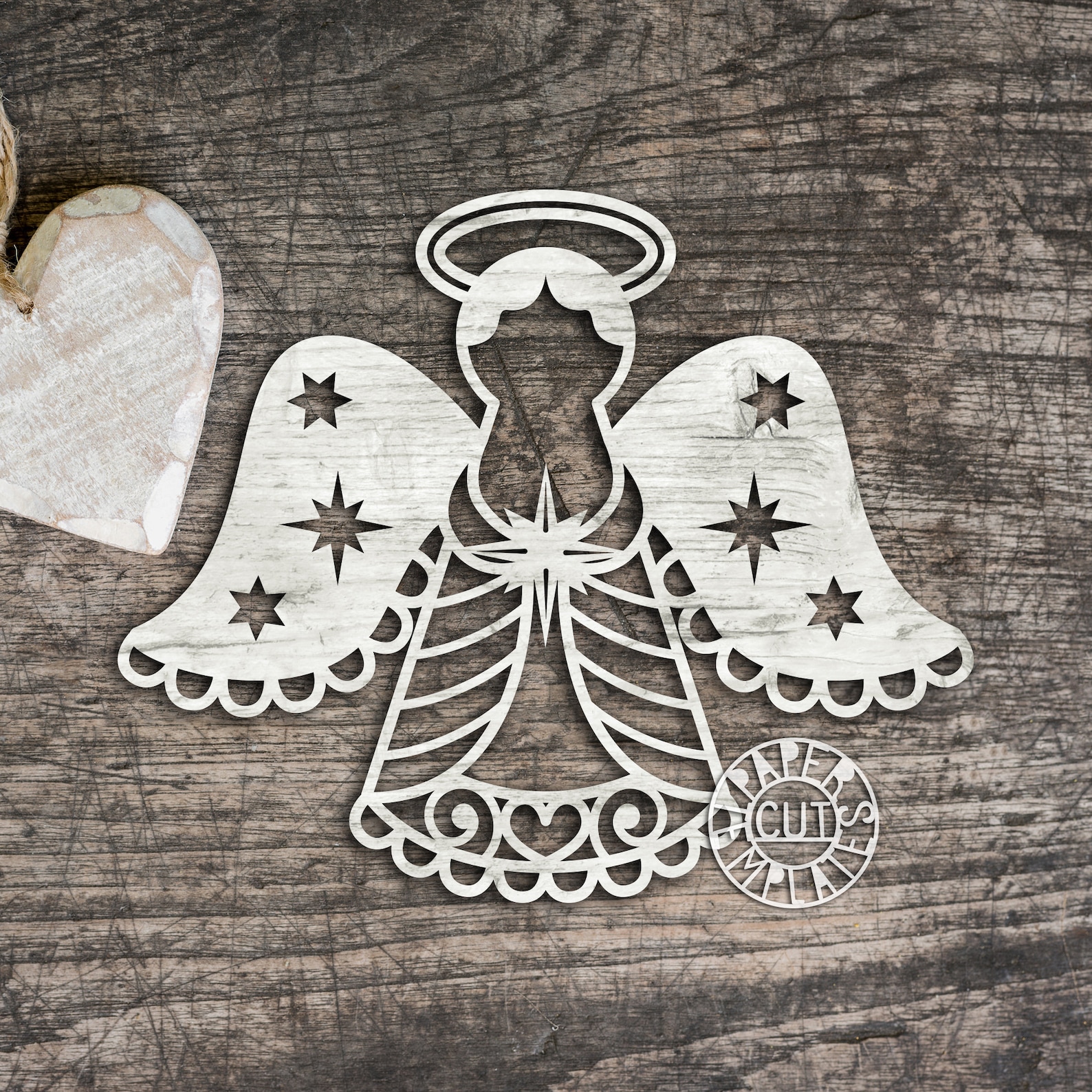 SVG Christmas Angel template for paper cutting laser cut Etsy
