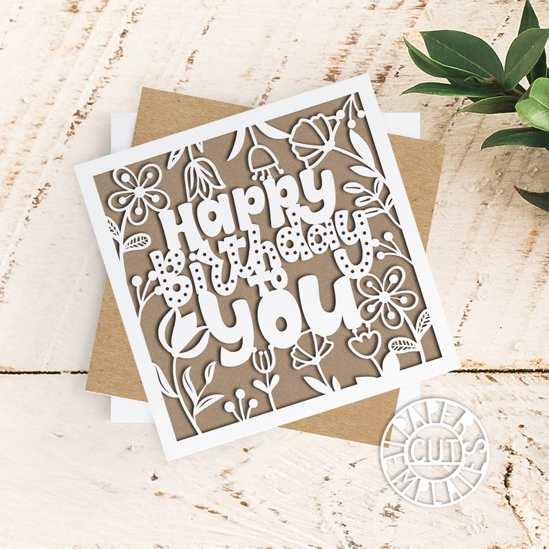 Download Silhouette & Cricut Birthday card template for laser cutting Pattern for paper card Card making ...