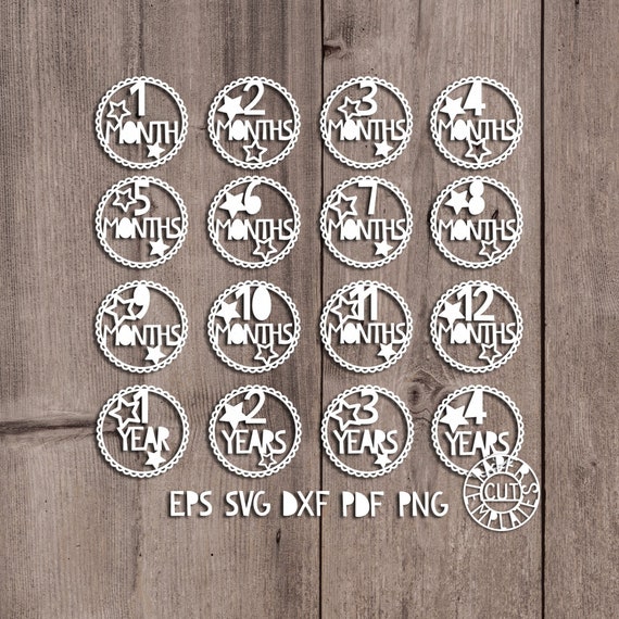 Download Baby Milestones Cut File Svg Eps Png 1 12 Months 1 4 Etsy