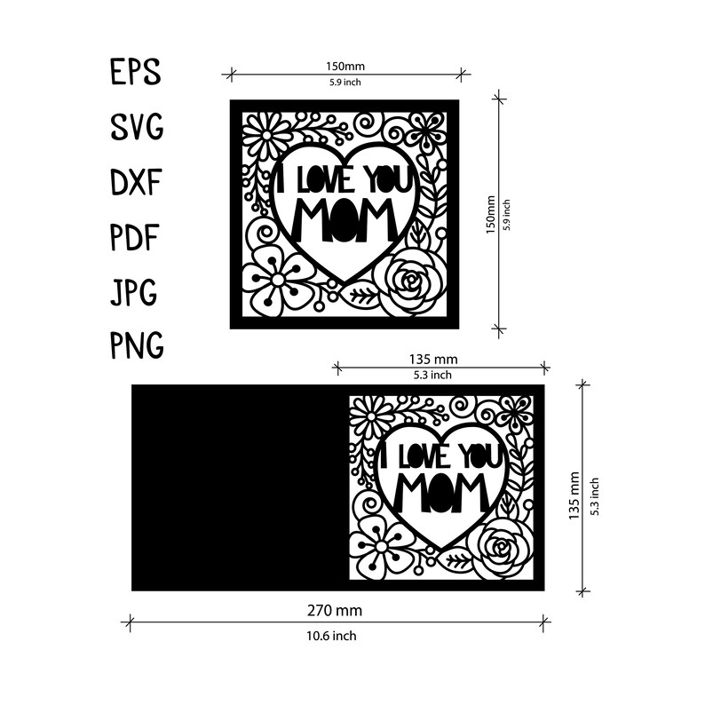 Download Silhouette Cricut Mother S Day Card Template For Laser Cutting Pattern For Paper Card Card Making Svg Eps Dxf Stencil For Scrapbooking