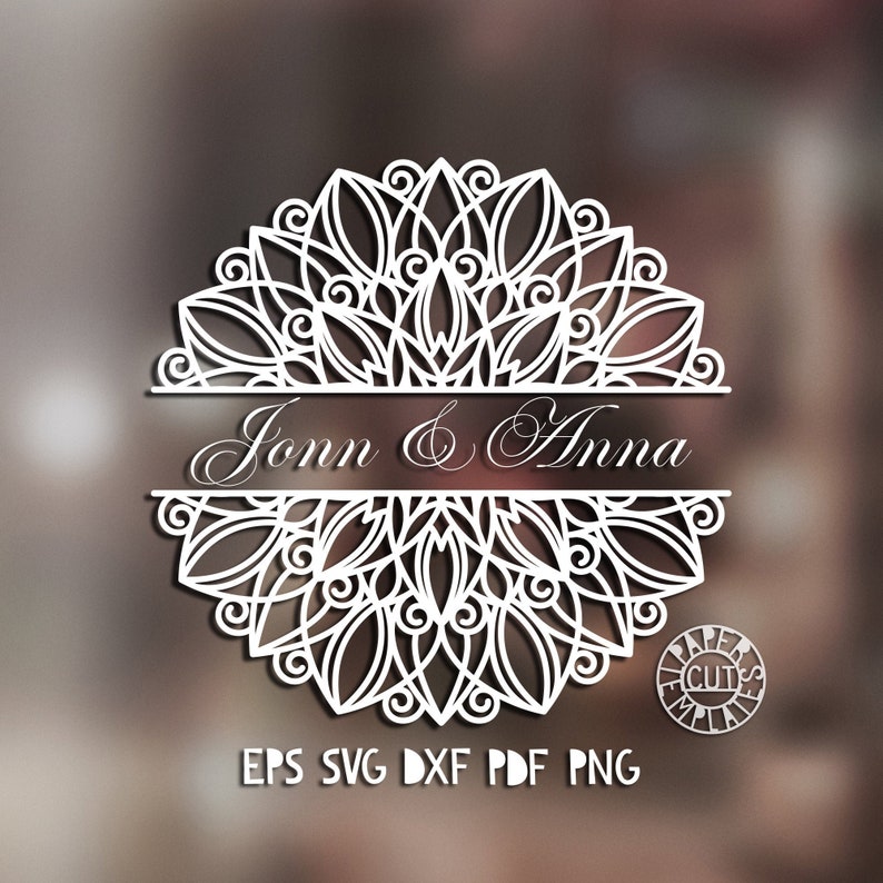 Download Papercraft Templates Digital Scrapbooking Cricut Doily Halves Cut File Template Of Divider For Shilhouette Svg Wedding Mandala Split For Laser Cutting