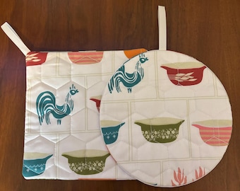 Set of 2--Complement Pyrex" Multi Designs" Pot Holder (Hand Crafted)