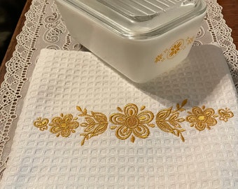 Neues Küchentuch Schmetterling Gold/ Unsere Küchenergänzung Pyrex