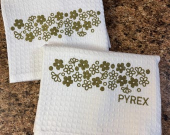 Pyrex Spring Blossom (2 different Variations ) Banner Kitchen Towels (Embroidered)