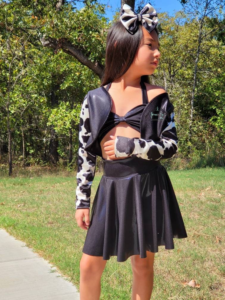 Fuzzy top cow skirt