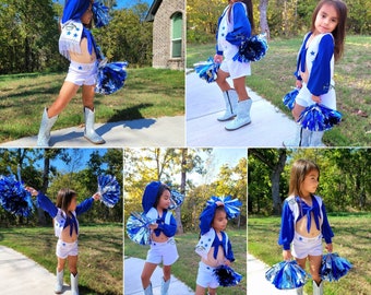 Kids Dallas Cowboys Cheerleader Outfit Includes Vest Blue 