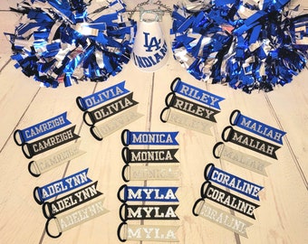 Name tags 1 set of 3 color pom tags only for cheer pom pom tags