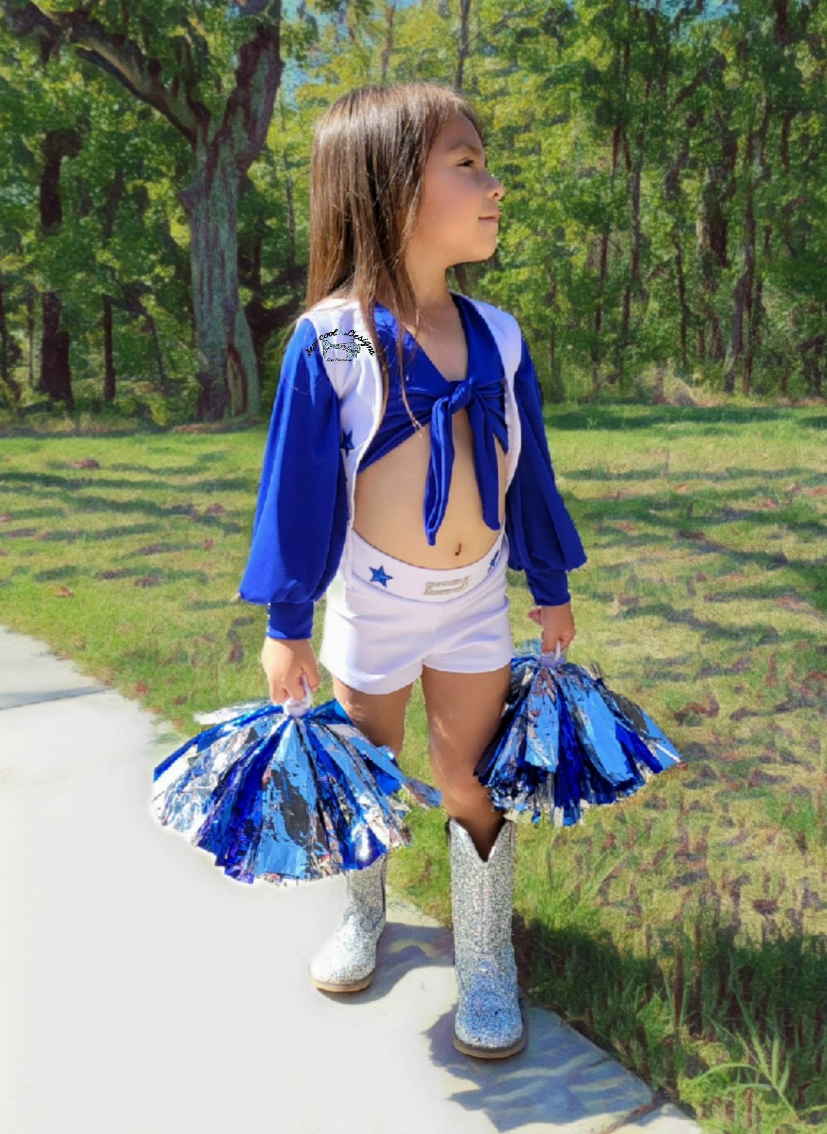 Cheerleading Pom Poms and Large Cheerleader Hair Bow for Girl, 12 Inch  Large Metallic Cheer Cheerleader Pom Poms for Sports Team Spirit Cheering  (Blue