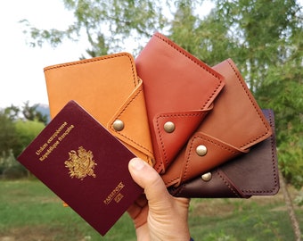 PASSPORT Leather Cover, Customize Cover, Name, Initials, Tan color, Boarding pass, Traveler's Notebook, Field Notes book option