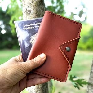 Couverture Cuir pour PASSEPORT, Couleur Pain d'épices, Cahier de notes, Carnet de voyage, Cadeau personnalisable pour voyageur, Accessoire
