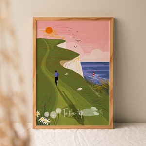 Running print runner wall art Beachy head marathon print