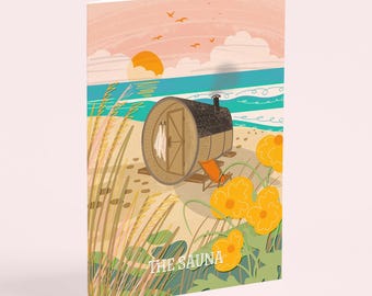 La tarjeta de felicitación de la sauna