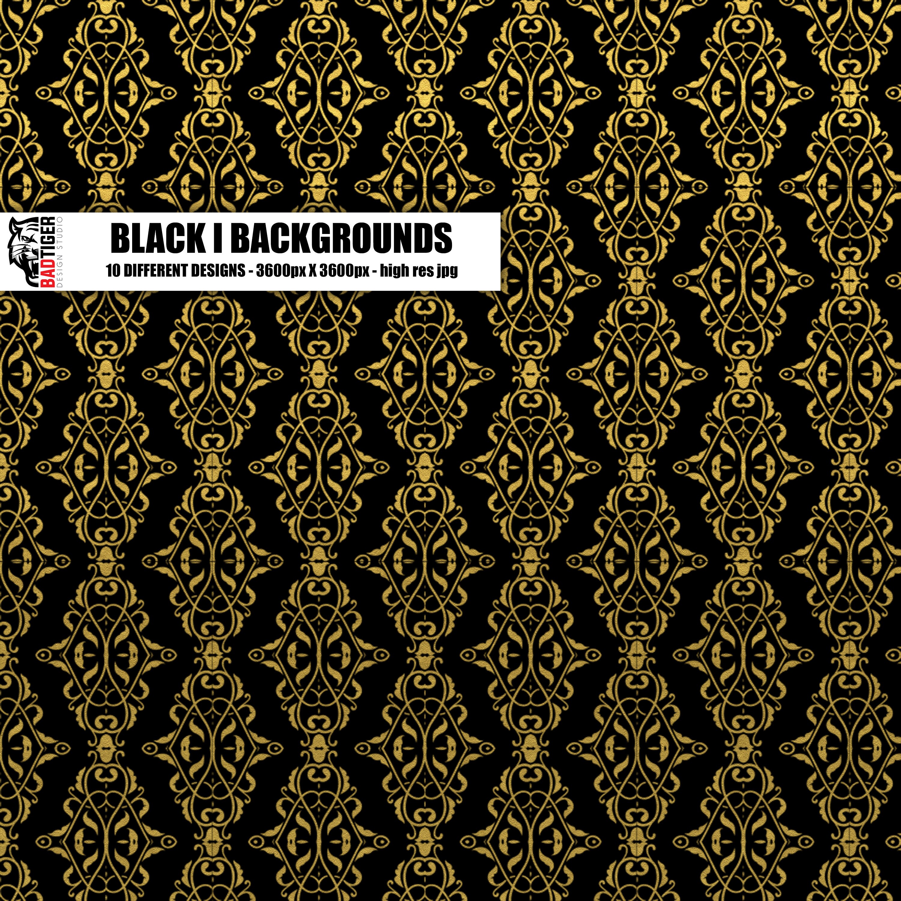 Black Gold Pattern Damask Texture Digital Paper, Gold Pattern Scrapbook ...