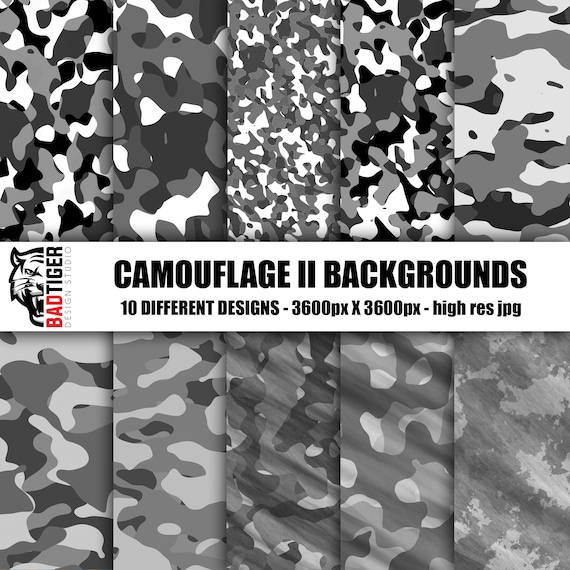 Schwarz Weiss Grau Camouflage Digitales Papier Camo Scrapbook Etsy