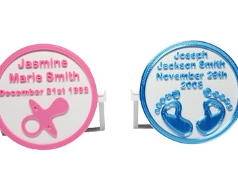 Personalized Baby Keepsake Ornament Gift Decoration - Home, Office, Desk, Wall Custom Colors & Text Free Tracked Shipping!