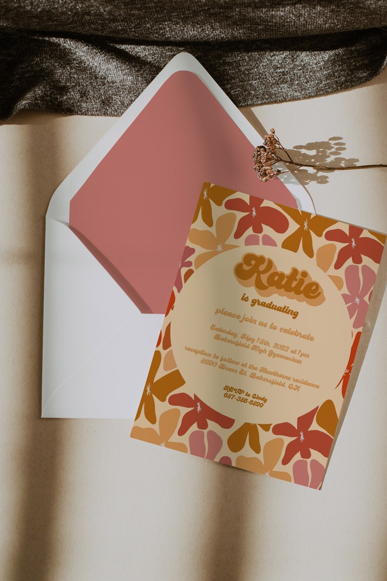 Grad and Groovy Graduation Party Invitation Template Fully Etsy