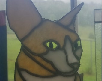 コーニッシュレックス猫のステンドグラスサンキャッチャー