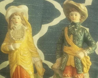 Conjunto Vintage de 2 figuras de pareja coloniales