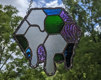 Stained Glass beehive/Honeybee/Handmade stained glass/Glass art/Gift for beekeeper/Honeycomb