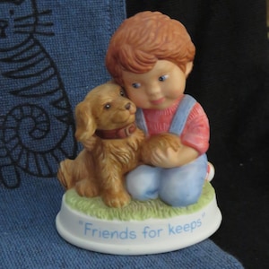 Vintage Avon Tender Memories Figurine/Friends for Keeps/1991/Boy with his Loyal Dog