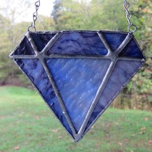 Stained Glass Gem/Jewel Sun Catcher/Faceted Gem Stone Sun Catcher/Bridal Engagement Gift Idea/Hand Made Stained Glass