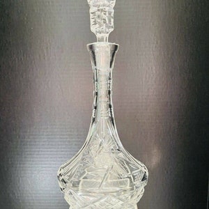American Brilliant Period Cut Glass Decanter Buzz Wheel With Stopper 13-inch
