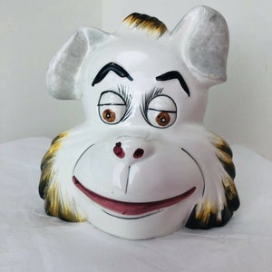 Dog Head Ceramic 1960's Cartoon Dr Seuss Character Coin Bank Cork Stopper VTG