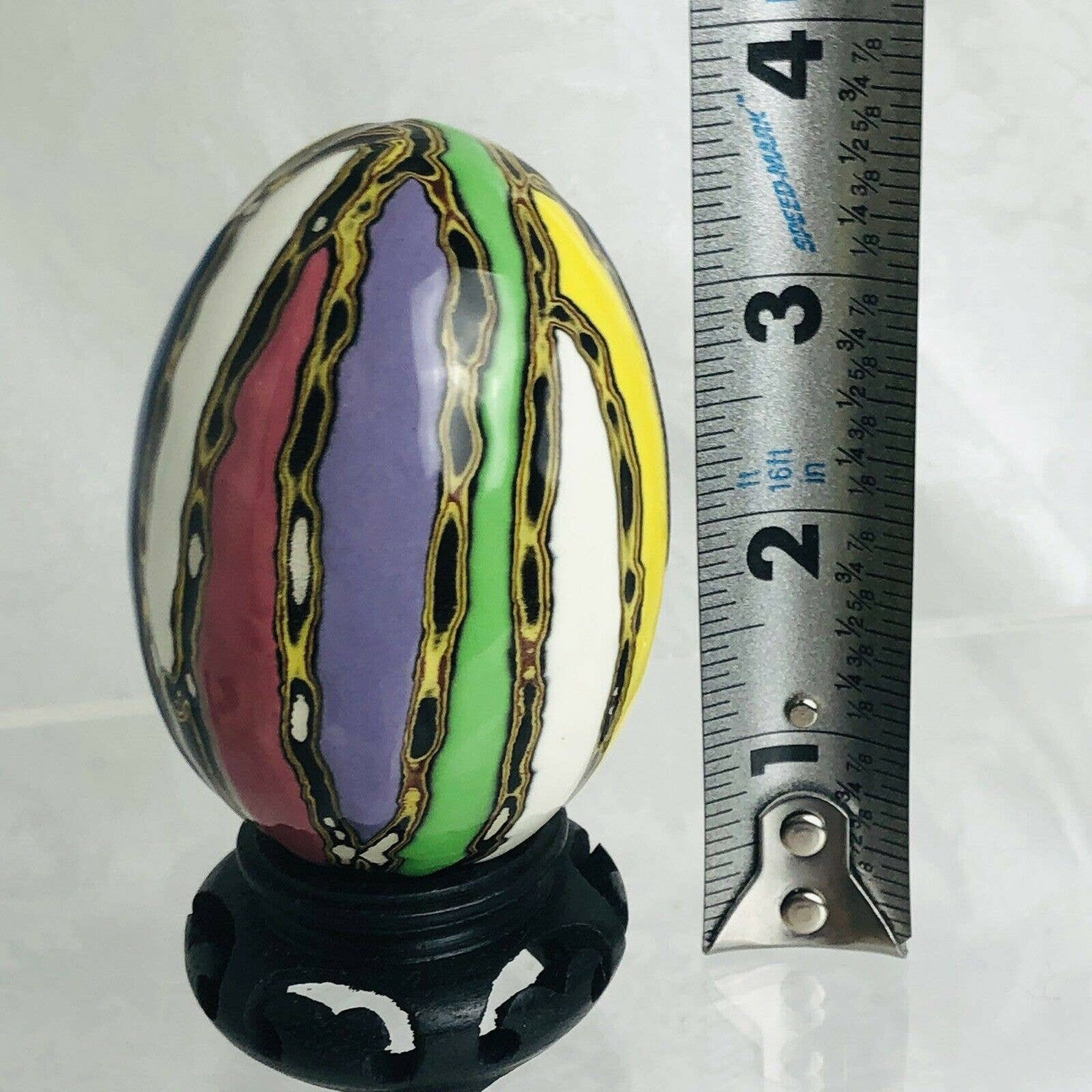 Porcelain Enamel Collectible Egg Vivid Colors Blue Green Red Etsy