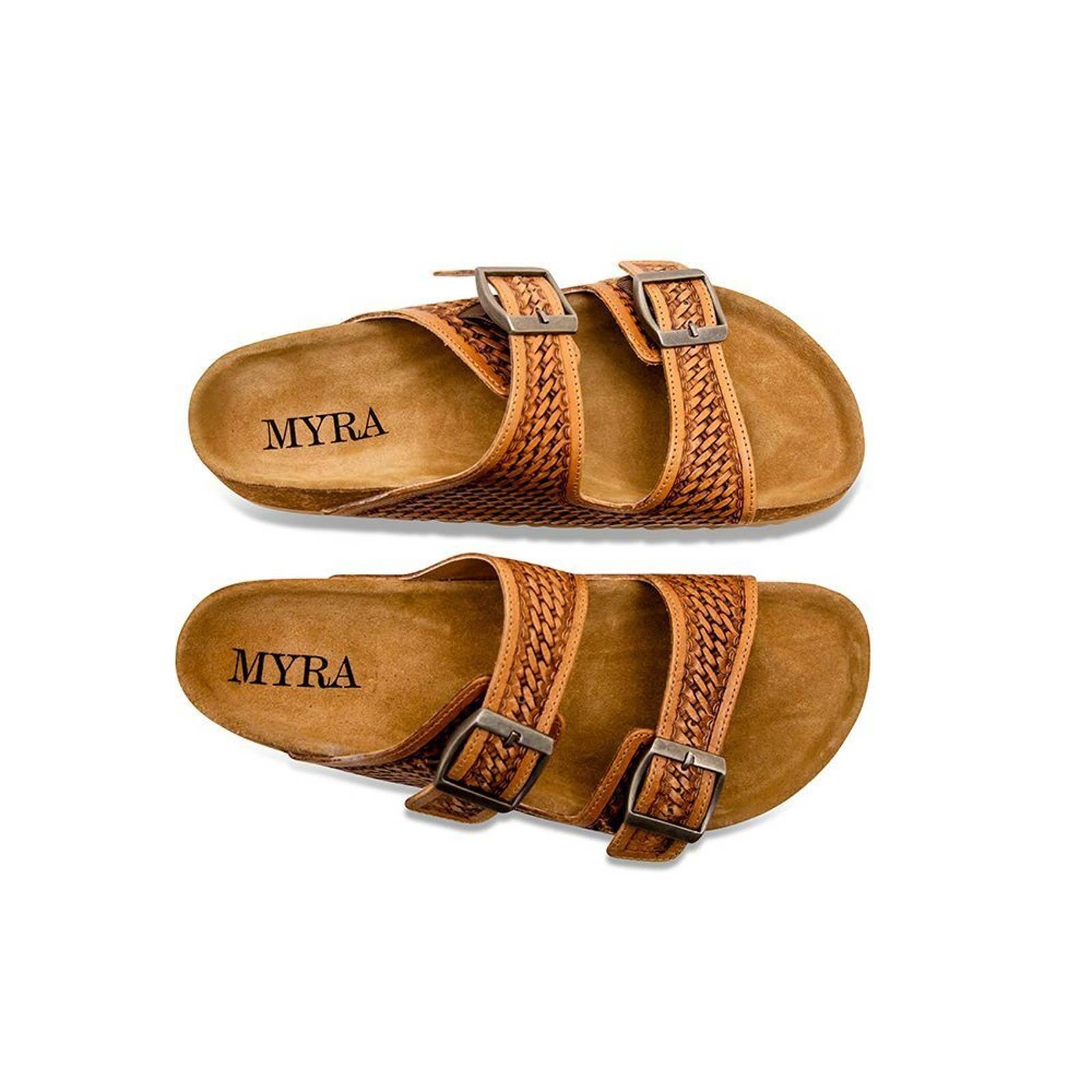 Hand Tooled Leather Sandals Woman Size 9 or 10 Tan Buckles - Etsy