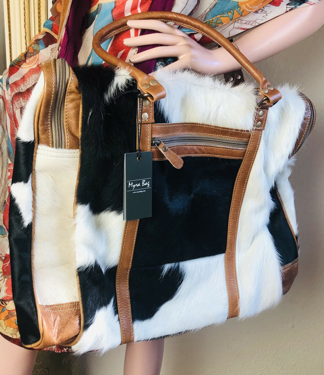 Myra Bag Grand Traveller Duffle Bag Leather Hairon Cowhide Etsy