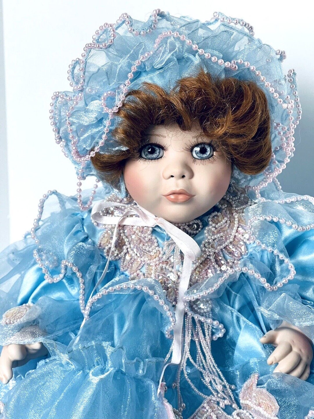 Rustie Porcelain Doll Powder Puff Babydoll Blue Eyes Red Hair Etsy