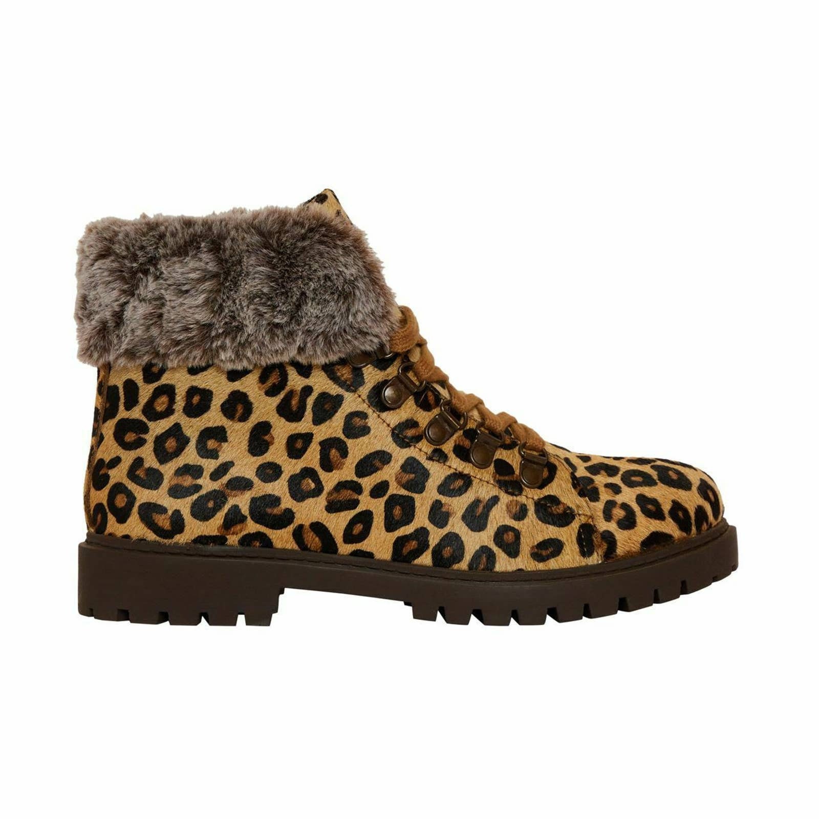 Myra bag Leopard Print Boots Booties Woman Lace up Snowfall Boots Fur Trim Etsy