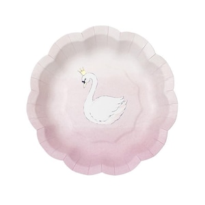 CLOSEOUT!! 50% OFF Pastel Swan Princess Dessert Plates, Swan Party, Set of 12 plates