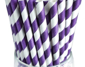 Purple Striped Paper Straws, Pack of 25, Birthday Party, First Birthday Party