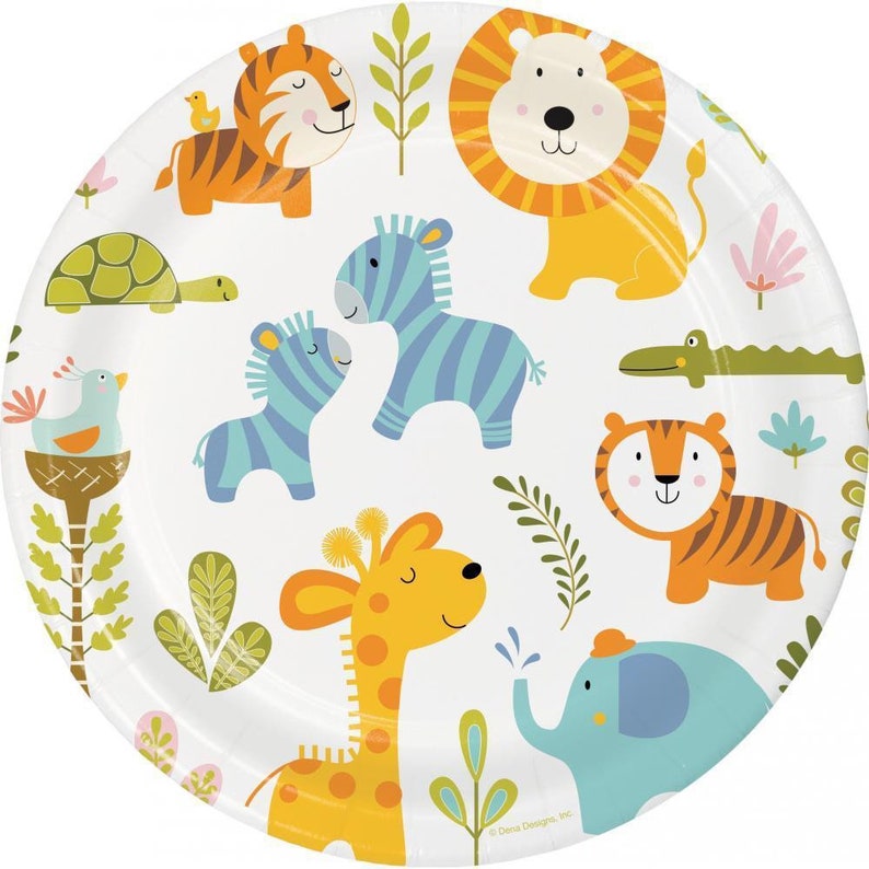 Jungle Party Dinner Plates Set of 8 Jungle Baby Shower Jungle Birthday