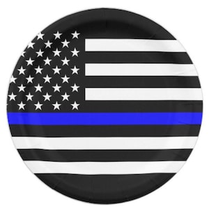 Thin Blue Line Law Enforcement Party Dinner Plates, Set of 8, Police Party, Police Retiremenr, Police Theme Birthday Party