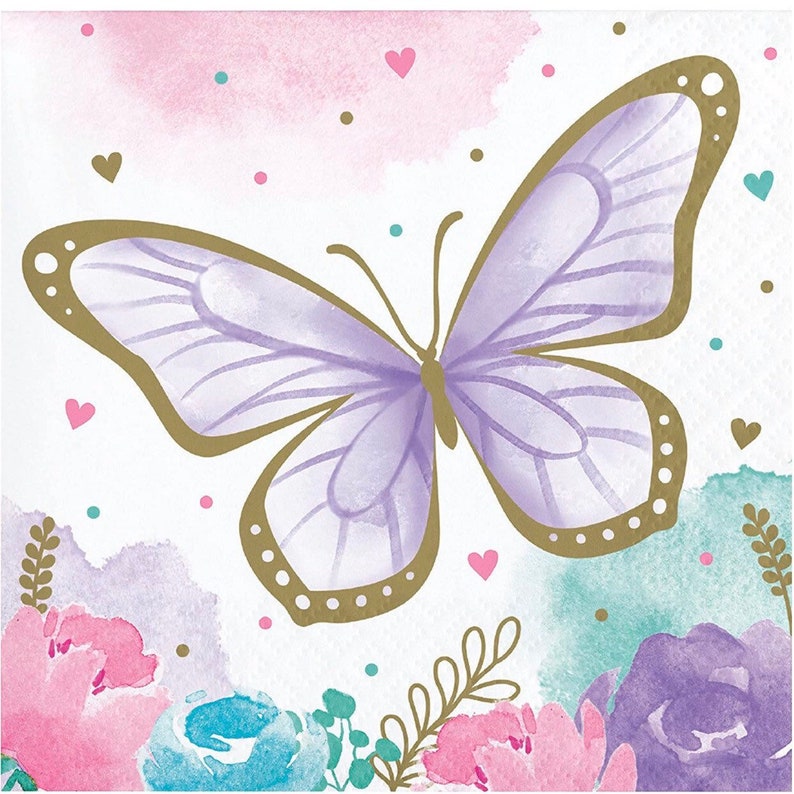 TackyNutPartyStore Butterfly Beverage Napkins