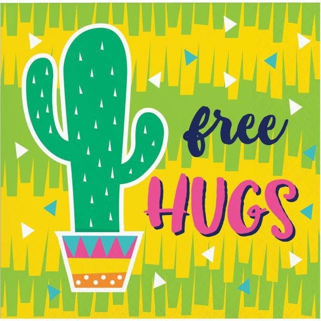 Fiesta Cactus Fun Beverage Napkins Free Hugs 16 Count Taco Party Taco Theme 5x5 Fiesta Theme