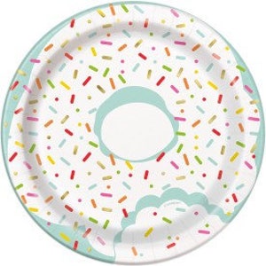 Donut Party Dessert Plates, Set of 8, Donut Birthday