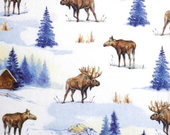Elk Landscape 3-Ply Paper Napkins, 20-Count Luncheon Size 6.5”
