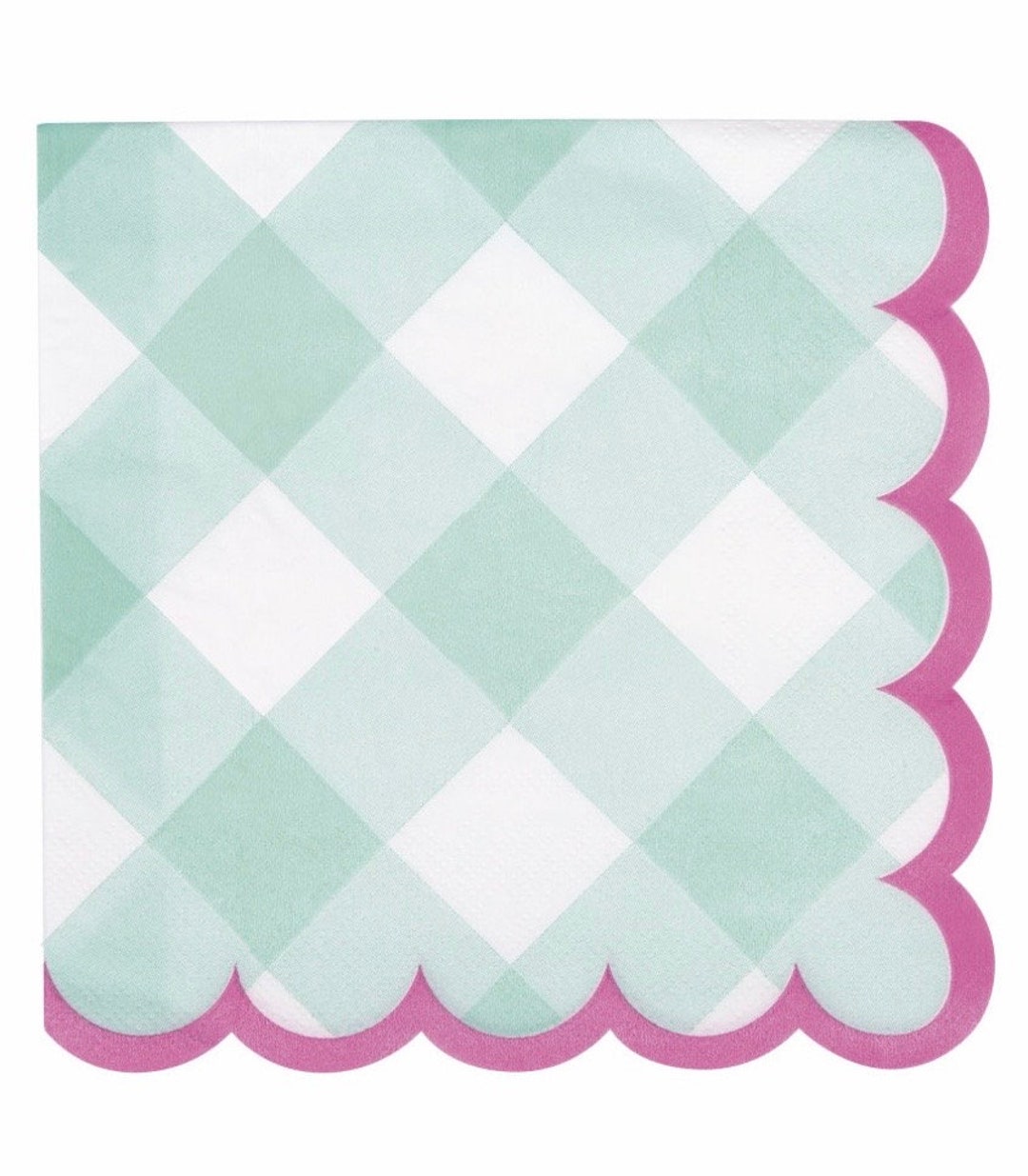Party Paper Napkins - Striped Pastel Scalloped Edge With Gold Foil, 3-Ply, 6.5x6.5 Inches, Pack Of 100