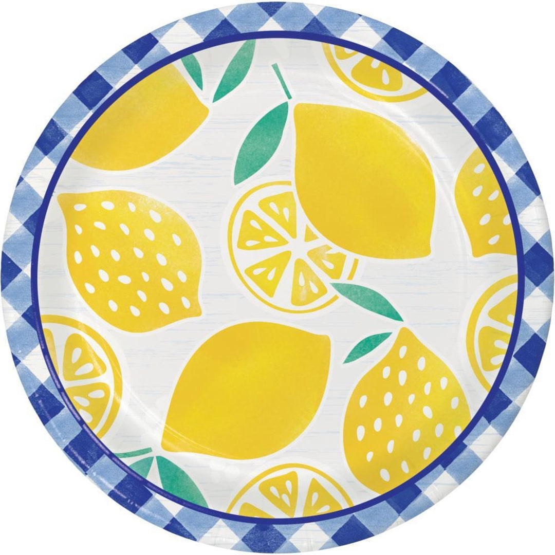 Gingham Lemonade Paper Dessert Plates 7 8 per Package - Etsy