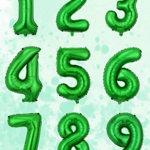 Green 32” Number Balloon, Choose 0-9, Birthday Balloon