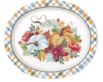 Thankful Pumpkins Oval Platter, 8 Count, 10”x12”, Thanksgiving Table