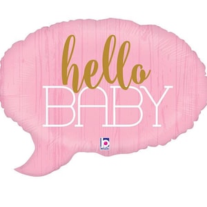 Hello Baby 24” Pink Speech Bubble Balloon, Gender Reveal, Girl Baby Shower