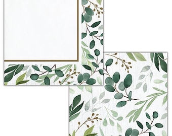Eucalyptus Greens Beverage Napkins, Set of 16, Bridal Shower, Wedding Napkins