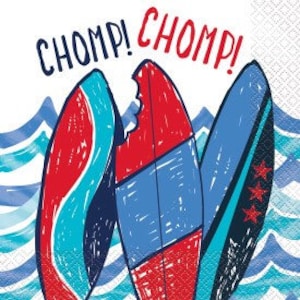 Shark Party Luncheon Napkins, Set of 16, Ocean Party, Shark Party