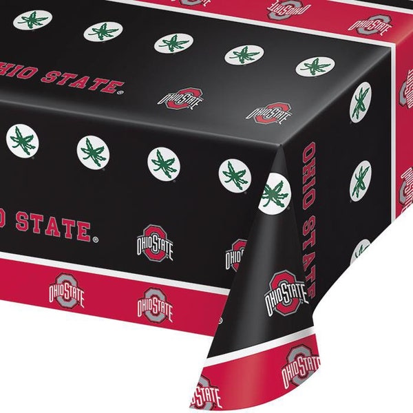 Ohio State Buckeyes Plastic Tablecover, 54” x 108”, Football Party, Football Themed Party, Sports Party
