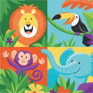 CLOSEOUT!! 50% OFF Jungle Safari Luncheon Napkins, 16 ct, Jungle Safari Birthday, 6.5”