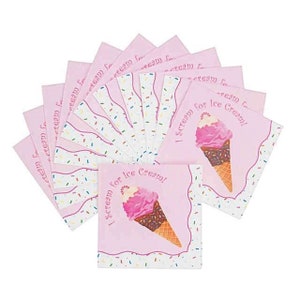 Ice Cream Beverage Napkins, Ice Cream Birthday, I Scream for Ice Scream, Set of 16 napkins